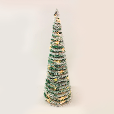 ^ "GREEN RATTAN CONE TREE WITH SNOW" 50 MINI WW LED ΛΑΜΠ. ΜΠΑΤ. 3ΧΑΑ,IP20 Φ27.5X90CM  -X1150119